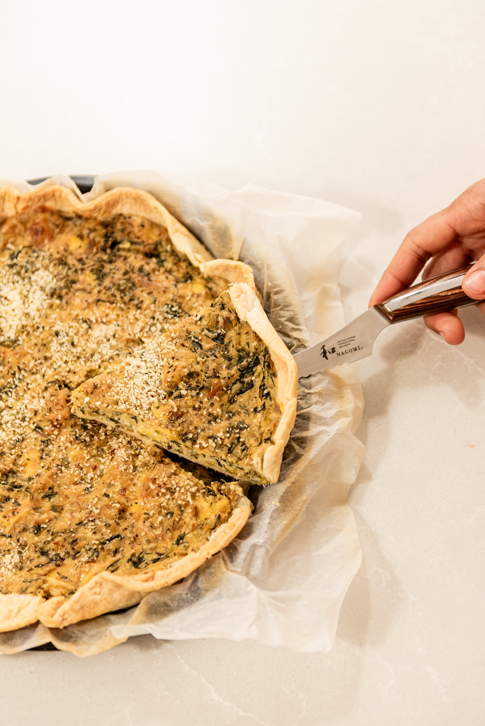 Quiche vegetal elaborada en el obrador de Debby's